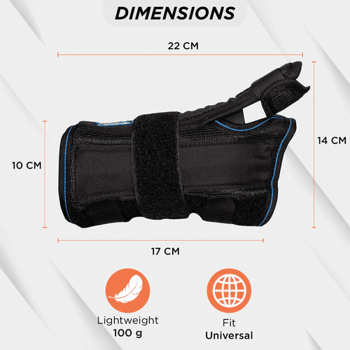 Wrist Brace with Thumb Support | Provides Firm Support to the Thumb | For Skier’s Thumb & Wrist Sprain/Strain | (Black)