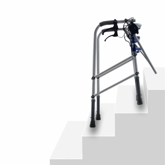 Dura Step Walker for Climbing Stairs (Aluminium) | Lever Mechanism to Adjust Rear and Front Legs | Foldable | Light Weight | Color (Anodized/Silver)