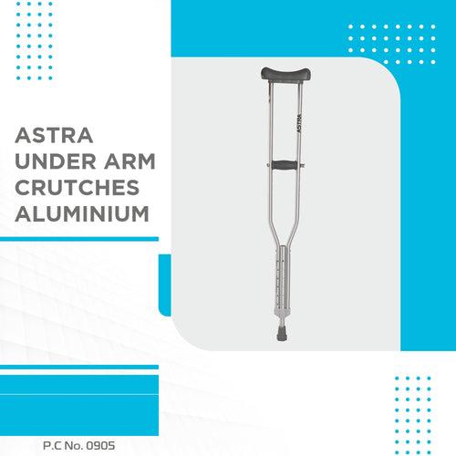 Astra Under Arm Crutches | Adjustable Elbow Support & Height | Light Weight | PVC grip Handle (1 Pair) | Color (Grey)