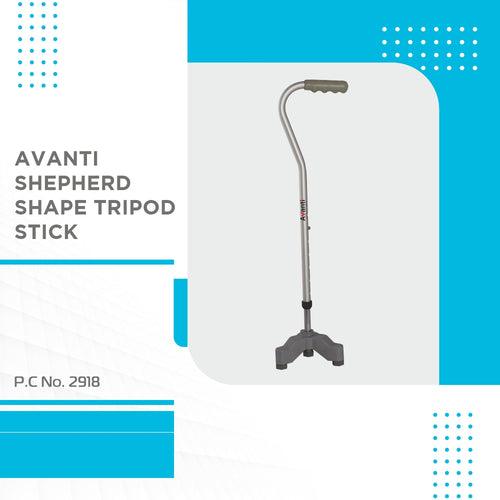 Avanti Sheperd Shape Tripod Stick for Physically Challeged | Light Weight & Adjustable Height (Grey)