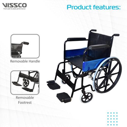 Rodeo Max Wheelchair with Mag Wheels | Fixed Handle & Swingable Footrest | Epoxy Powder Coated | Weight Capacity 100kg | Color (Black)