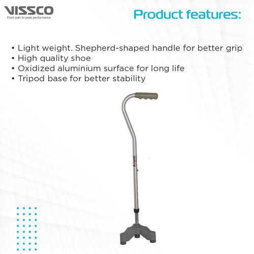 Avanti Sheperd Shape Tripod Stick for Physically Challeged | Light Weight & Adjustable Height (Grey)