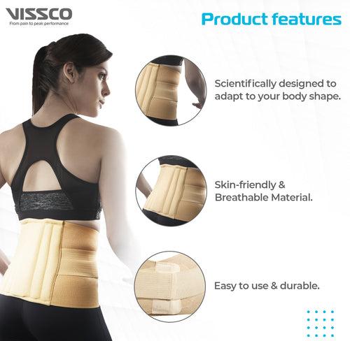 Sacro Lumbar Belt 10" Back Double Strap | Supports the Lower back | Corrects Posture & Relieves Back Pain (Beige)