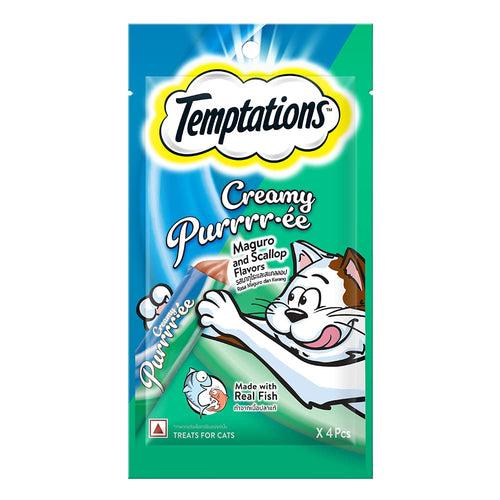 Temptations Creamy Purrrr-ee Cat Treats, Maguro and Scallop Flavors 48g