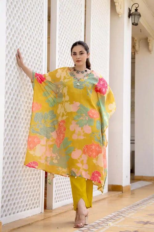 FLORAL MUSTARD COORDINATED SET FOR WOMEN