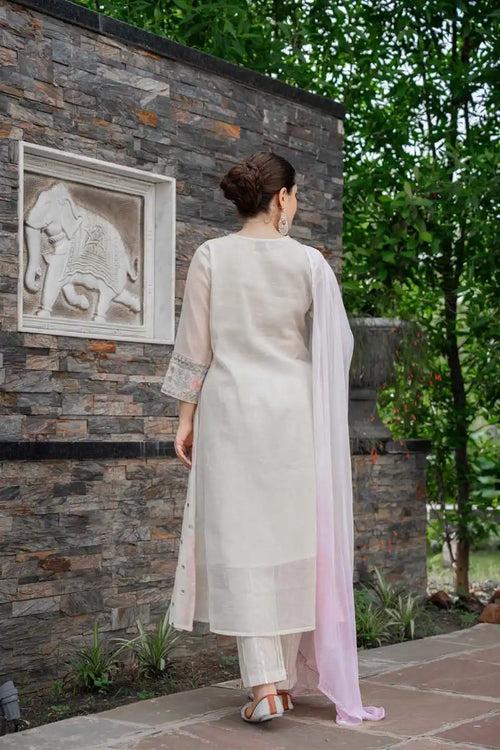 PASTEL EMBROIDERED KURTA SET WITH DUPATTA