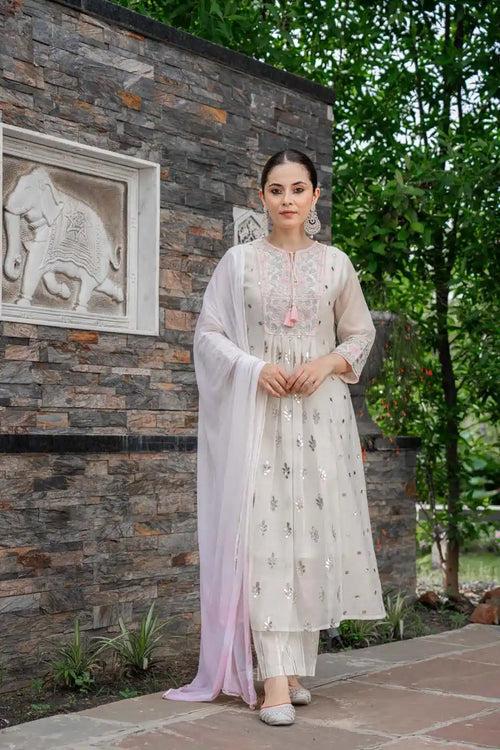 PASTEL EMBROIDERED KURTA SET WITH DUPATTA