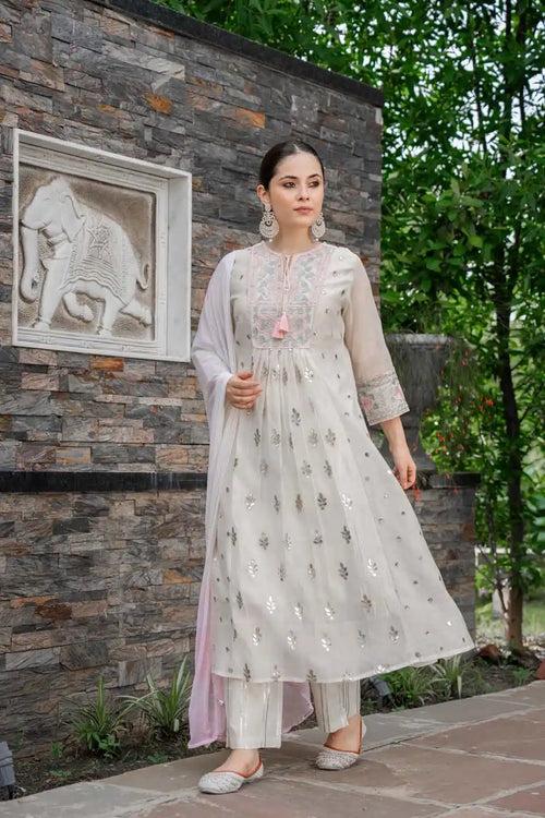 PASTEL EMBROIDERED KURTA SET WITH DUPATTA