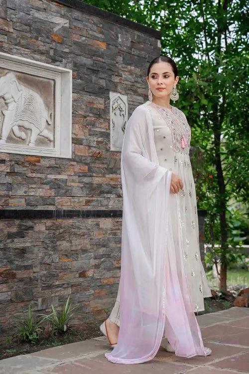 PASTEL EMBROIDERED KURTA SET WITH DUPATTA