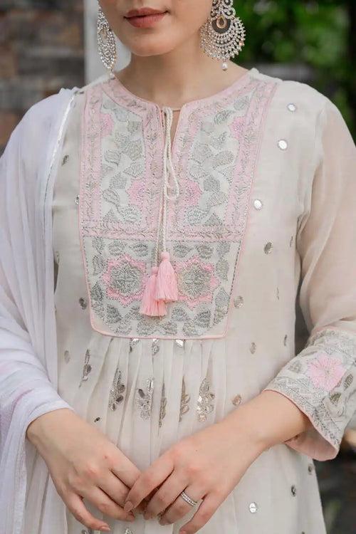 PASTEL EMBROIDERED KURTA SET WITH DUPATTA