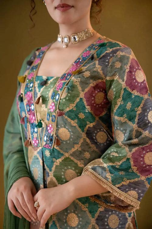 EMBROIDERED MULTICOLOR KURTA SET FOR WOMEN