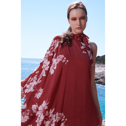 Astro dust placement printed 1 off shoulder kaftan dress