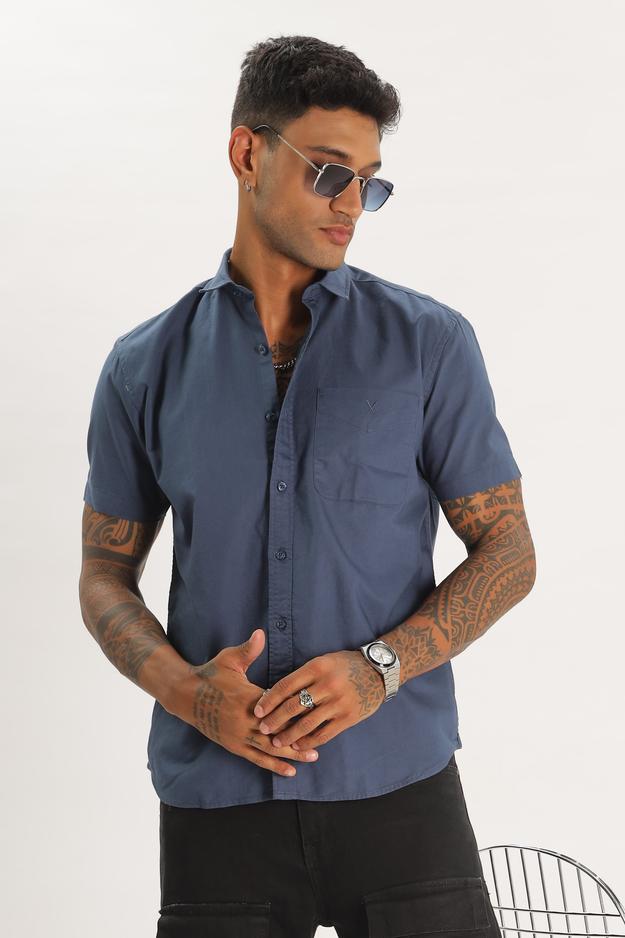 Pastel Blue Half Sleeve Regular Fit Shirt