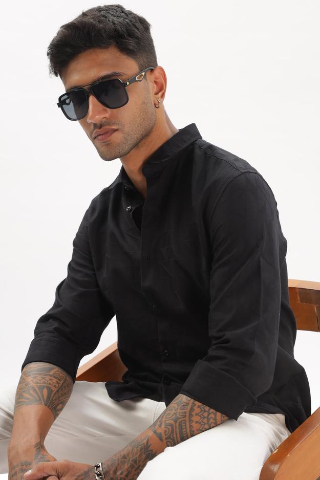 Black Textured Party Wear Shirt