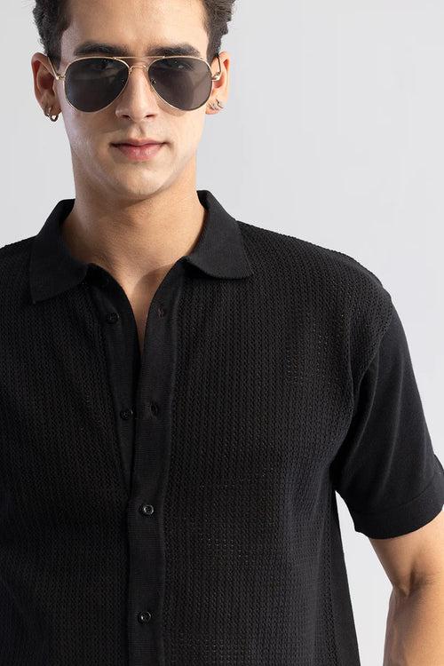 Serene Knit Elegance Black Shirt