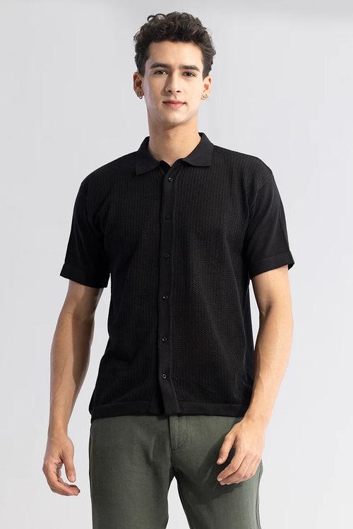Serene Knit Elegance Black Shirt
