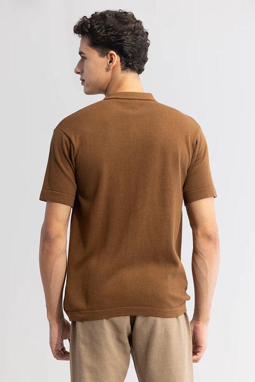 Serene Knit Elegance Brown Shirt