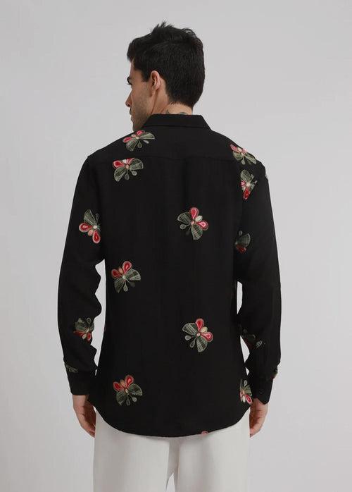 Black Butterfly Embroidered Shirt