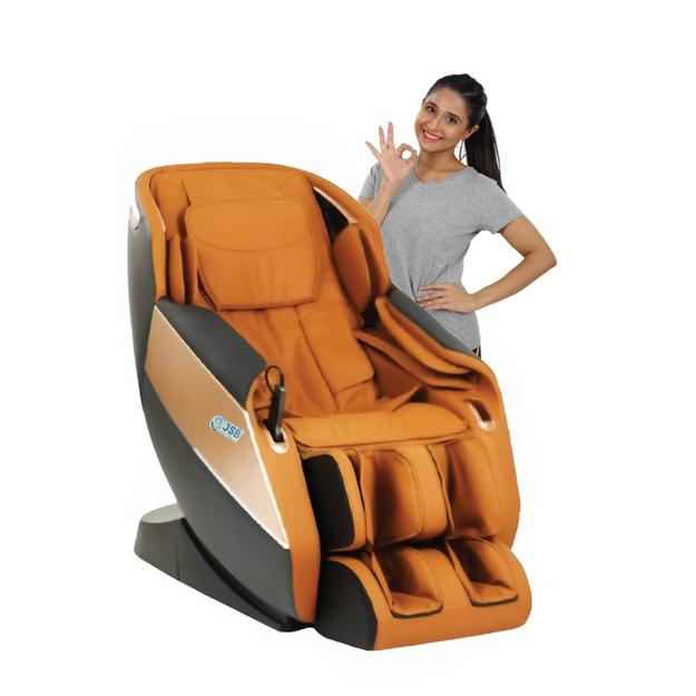 Full Body Massage Chair 3D Zero Gravity Recliner For Home - 8 Auto Massage Programs With Bluetooth & Relaxing Heat - Heavy Duty JSB MZ19 (Orange-Black)