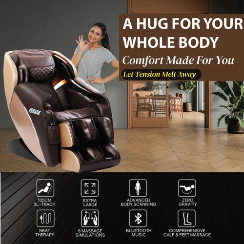 Full Body Massage Chair For Home 3D Zero Gravity Recliner - 8 Auto Massage Programs With Bluetooth & Relaxing Heat - Heavy Duty JSB MZ19 (Coffee-Brown)