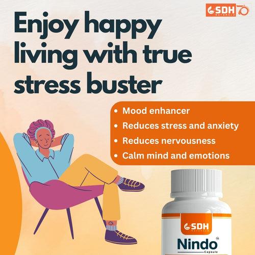 SDH Naturals Nindo Capsule Ayurvedic Relief from Poor Sleep and Anxiety Support Capsules | Non-Habit Forming | With Ashwagandha, Brahmi, Jatamansi & Tagar | 60 Veg Capsules