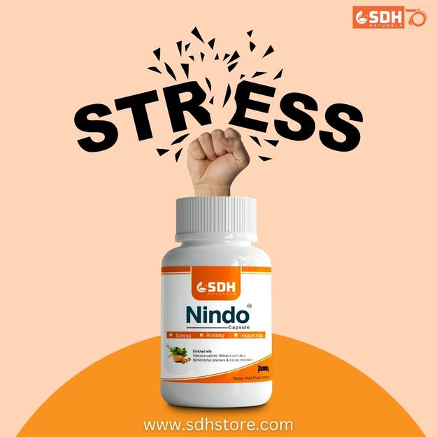 SDH Naturals Nindo Capsule Ayurvedic Relief from Poor Sleep and Anxiety Support Capsules | Non-Habit Forming | With Ashwagandha, Brahmi, Jatamansi & Tagar | 60 Veg Capsules