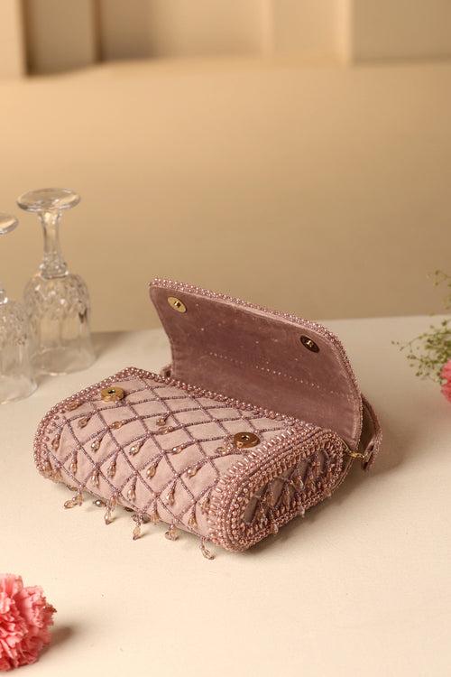 Esha Lilac Velvet Hand Bag