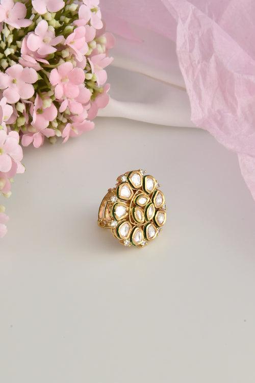 Pushp Gold Polki Ring