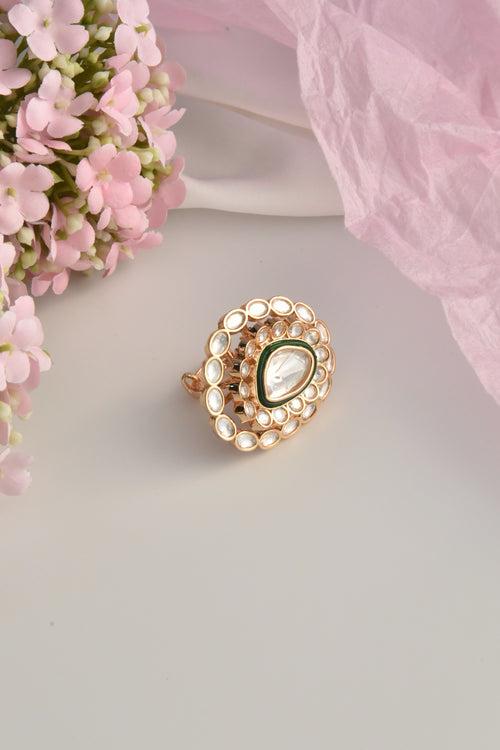 Prabha Green Polki Ring