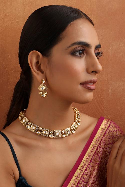 Donna Gold Kundan Necklace Set