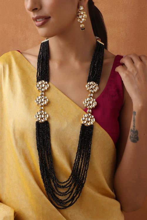 Mahanti Black Kundan Long Necklace Set