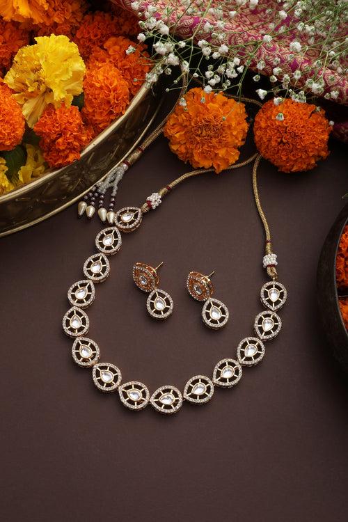 Mehak Gold Polki Necklace Set