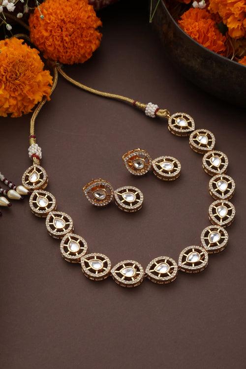 Mehak Gold Polki Necklace Set