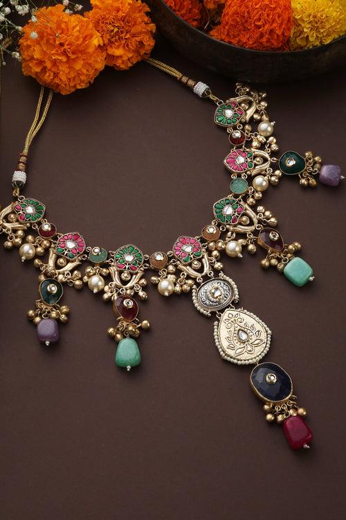 Indya Multicolour Polki Necklace