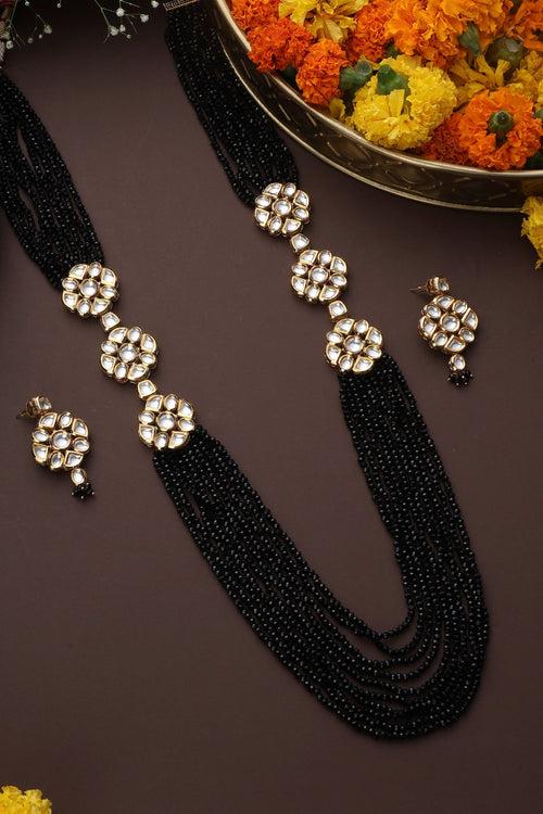 Mahanti Black Kundan Long Necklace Set