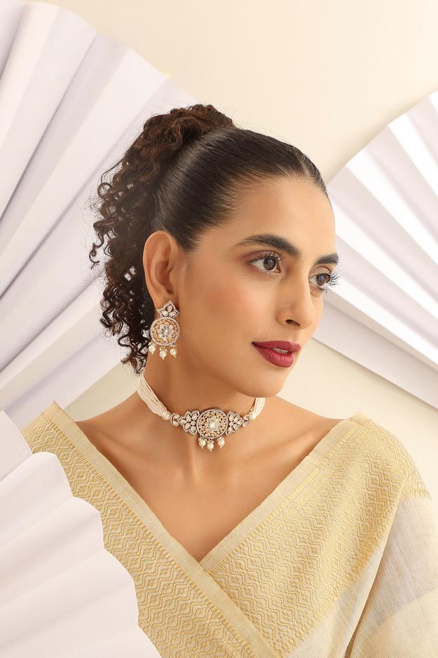 Vidushi White Polki Choker Set