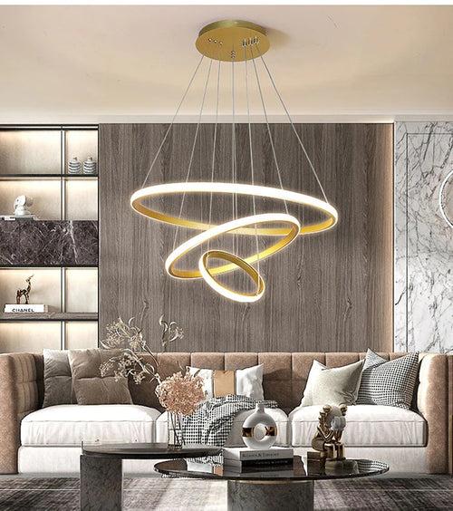 Three Ring GOLD LED Smart Voice Assist Chandelier