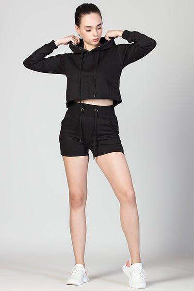 Active Long Sleeves Cropped Hoodie with Shorts