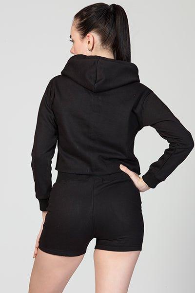 Active Long Sleeves Cropped Hoodie with Shorts