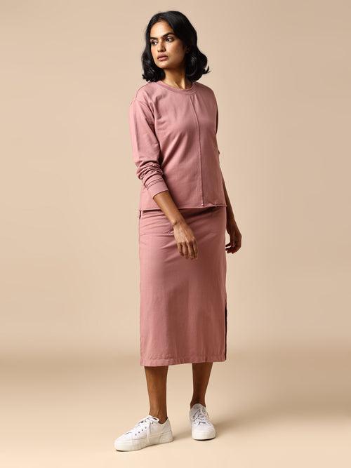 FRENCH TERRY SWEATSHIRT & PENCIL SKIRT CO-ORD SET