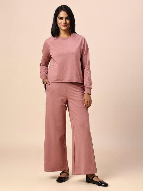 FRENCH TERRY SWEATSHIRT & WIDE LEG CO-ORD SET