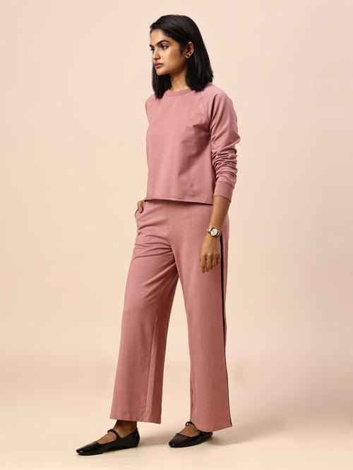 FRENCH TERRY SWEATSHIRT & WIDE LEG CO-ORD SET