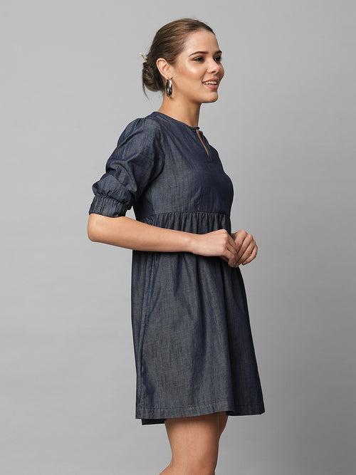 Crosshatch Denim Basque Dress