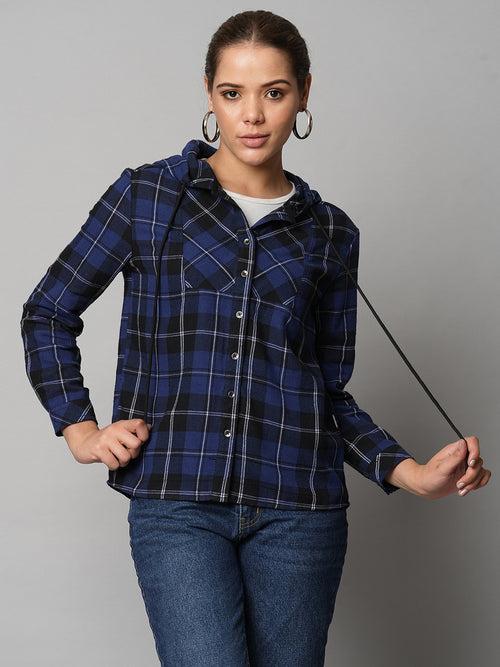 Brushed Flannel Plaid Shirt With Hood