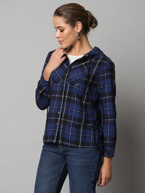 Brushed Flannel Plaid Shirt With Hood