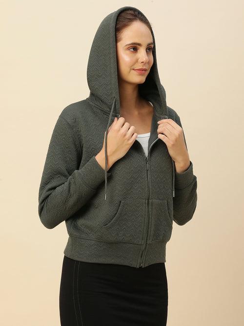 Quilted Zippered Hooded Jacket