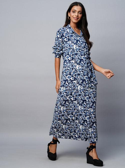 Printed Modal Shirt Dress With Side Tie