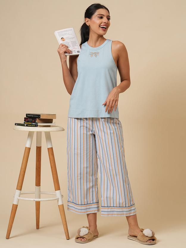 STRIPED PJ & SLEEVELESS TANK NIGHTSUIT