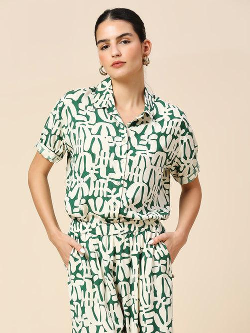 OVERBLOWN CACTUS PRINTED MODAL SHORT SLEEVE SHIRT