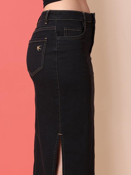 5 POCKET DENIM PENCIL SKIRT W/ SIDE SLITS